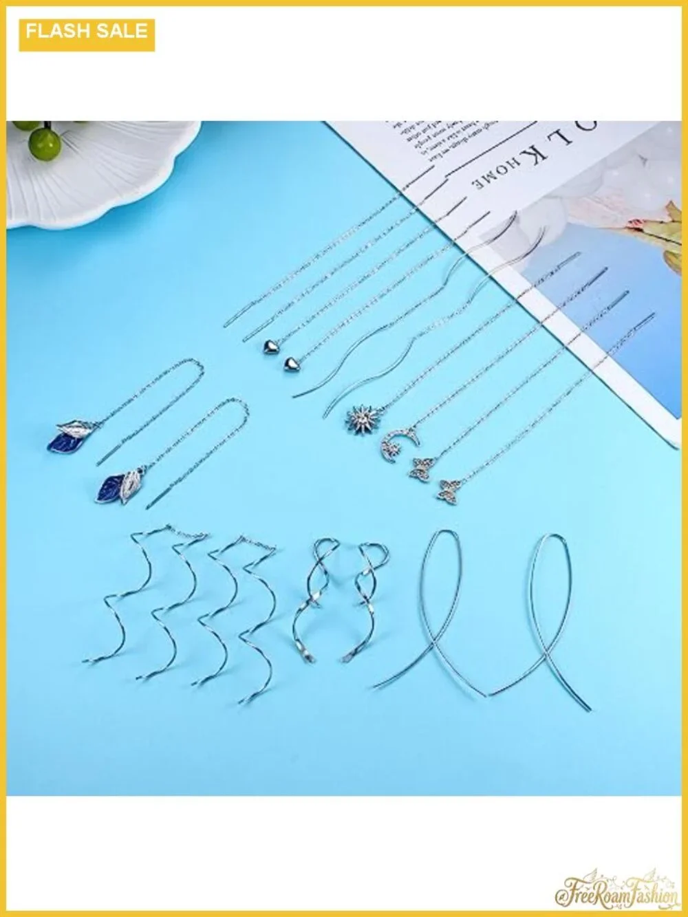 Stainless Steel Threader Chain Tassel Dangle Earrings Set